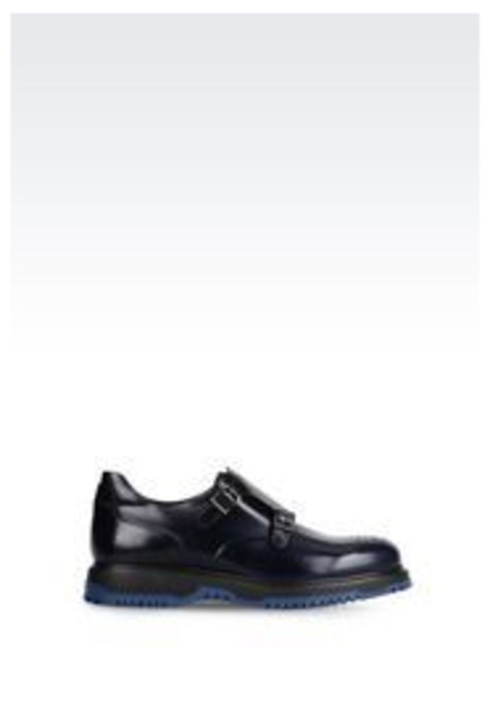 OFFICIAL STORE EMPORIO ARMANI MONKSTRAP IN BRUSHED CALFSKIN