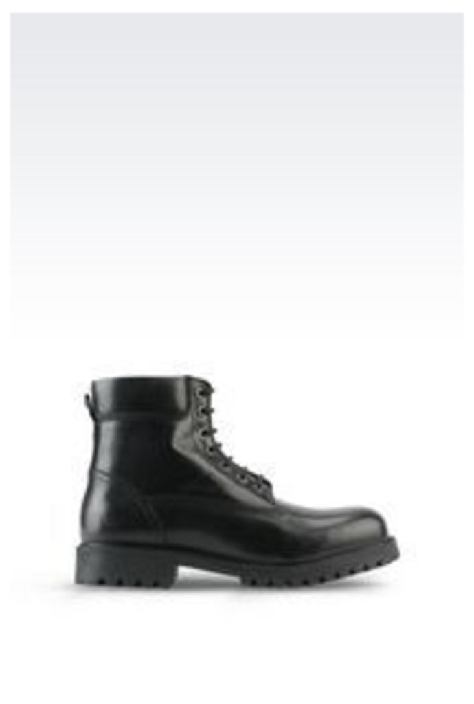 OFFICIAL STORE ARMANI JEANS COMBAT BOOT IN LEATHER