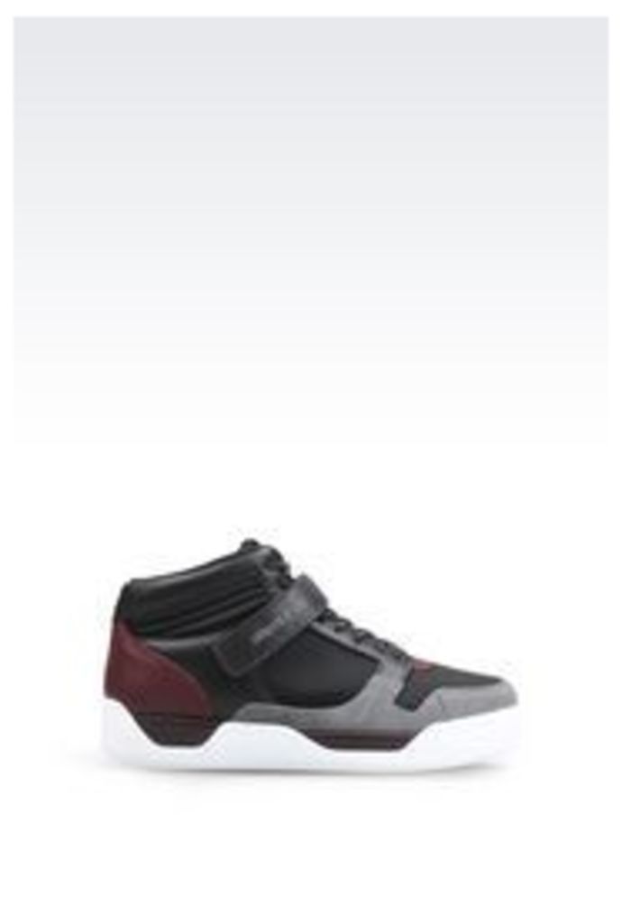 OFFICIAL STORE ARMANI JEANS HIGH-TOP SNEAKER IN NEOPRENE AND LEATHER