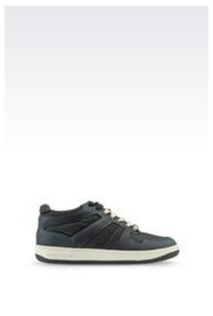 OFFICIAL STORE ARMANI JEANS SNEAKER IN DENIM AND LEATHER