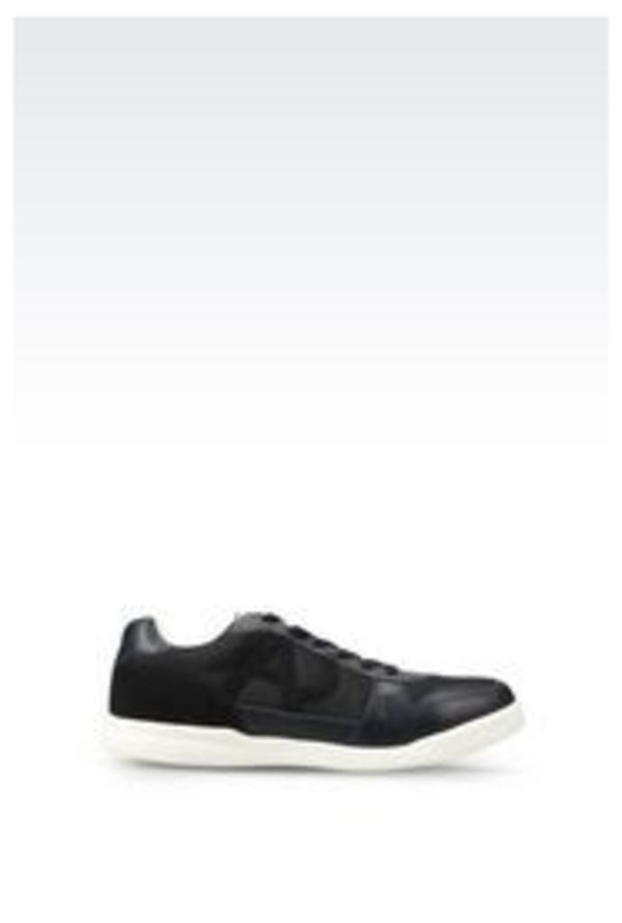 OFFICIAL STORE ARMANI JEANS SNEAKER IN LEATHER AND TECHNICAL FABRIC