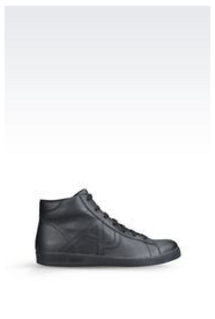 OFFICIAL STORE ARMANI JEANS HIGH-TOP LEATHER SNEAKER