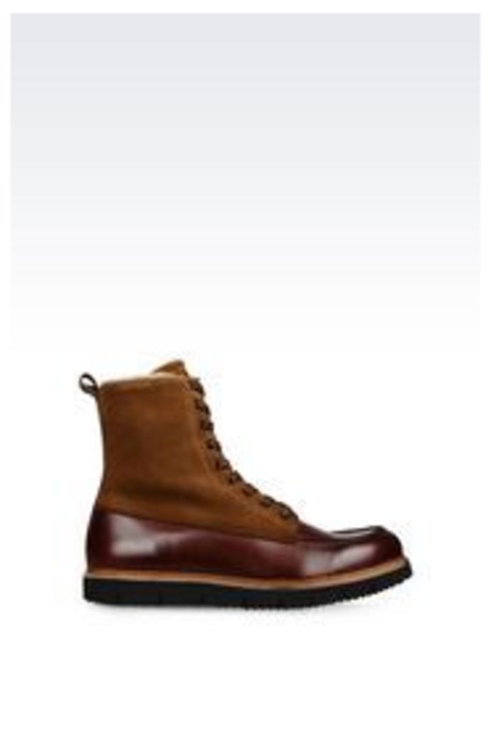OFFICIAL STORE ARMANI JEANS COMBAT BOOT IN LEATHER