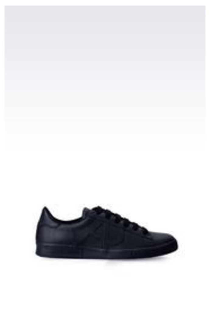 OFFICIAL STORE ARMANI JEANS LEATHER SNEAKER WITH LOGO
