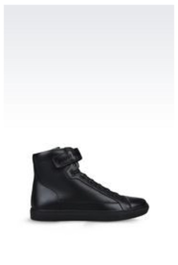 OFFICIAL STORE ARMANI JEANS HIGH-TOP SNEAKER IN LEATHER