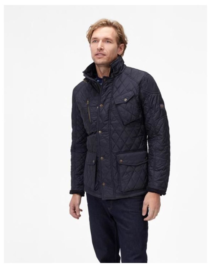 Marine Navy Stafford Quilted Jacket  Size S | Joules UK