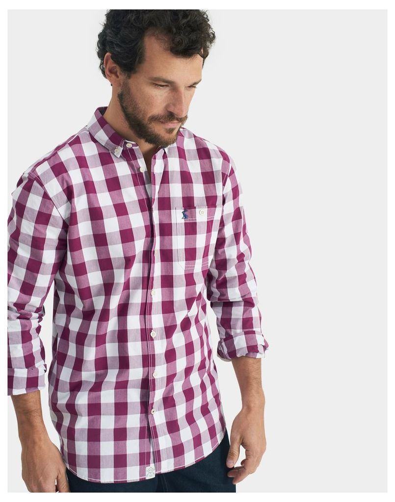 Dark Purple Gingham Hewney Classic Fit Shirt  Size S | Joules UK