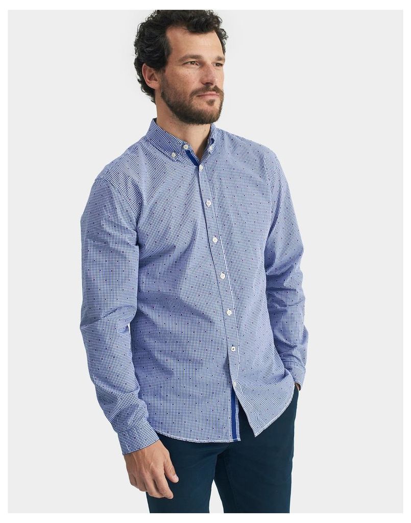 Blue Gingham Dobby Coleridge Slim Fit Shirt  Size L | Joules UK