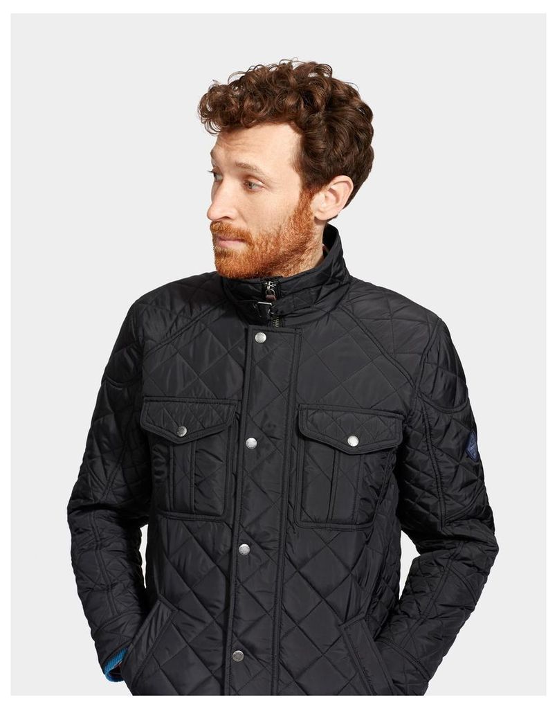 Black Holmwood Quilted Jacket  Size L | Joules UK