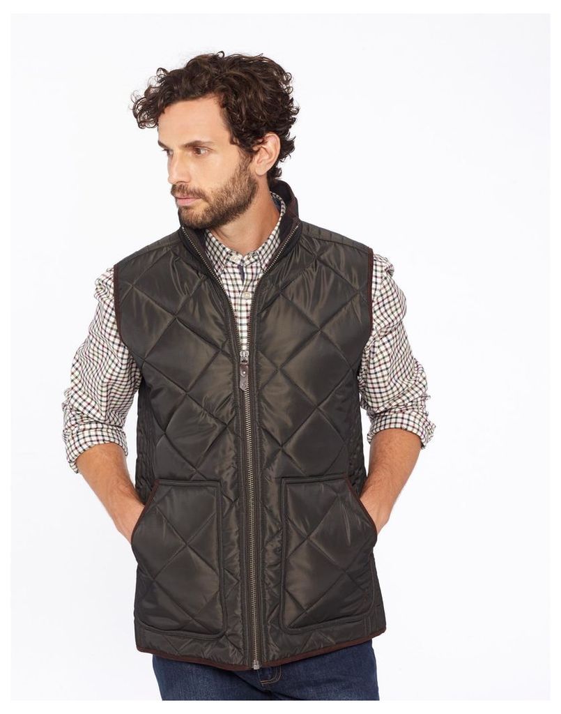 Black Olive Grove Quilted Gilet  Size M | Joules UK