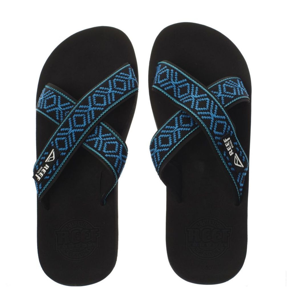 reef black and blue crossover sandals