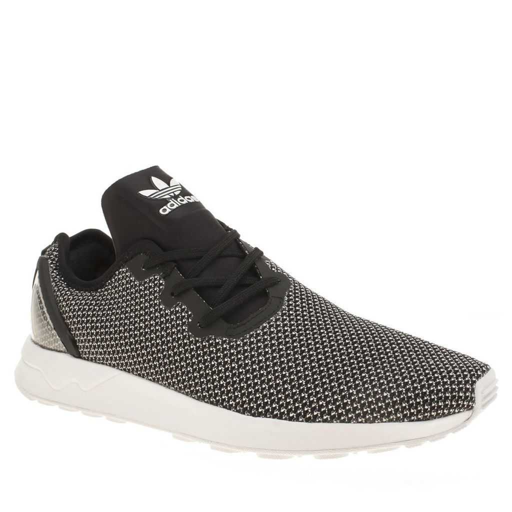 adidas black & white zx flux racer asymmetrical trainers