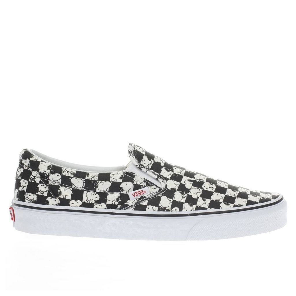 vans black & white classic slip-on peanuts snoopy trainers