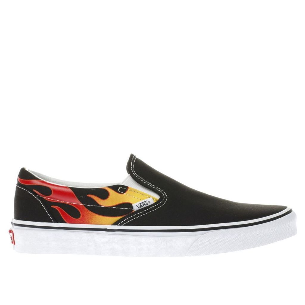 Black & Red Classic Slip-on Flame Trainers