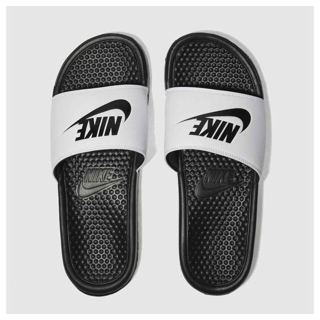 White & Black Benassi Slide Sandals