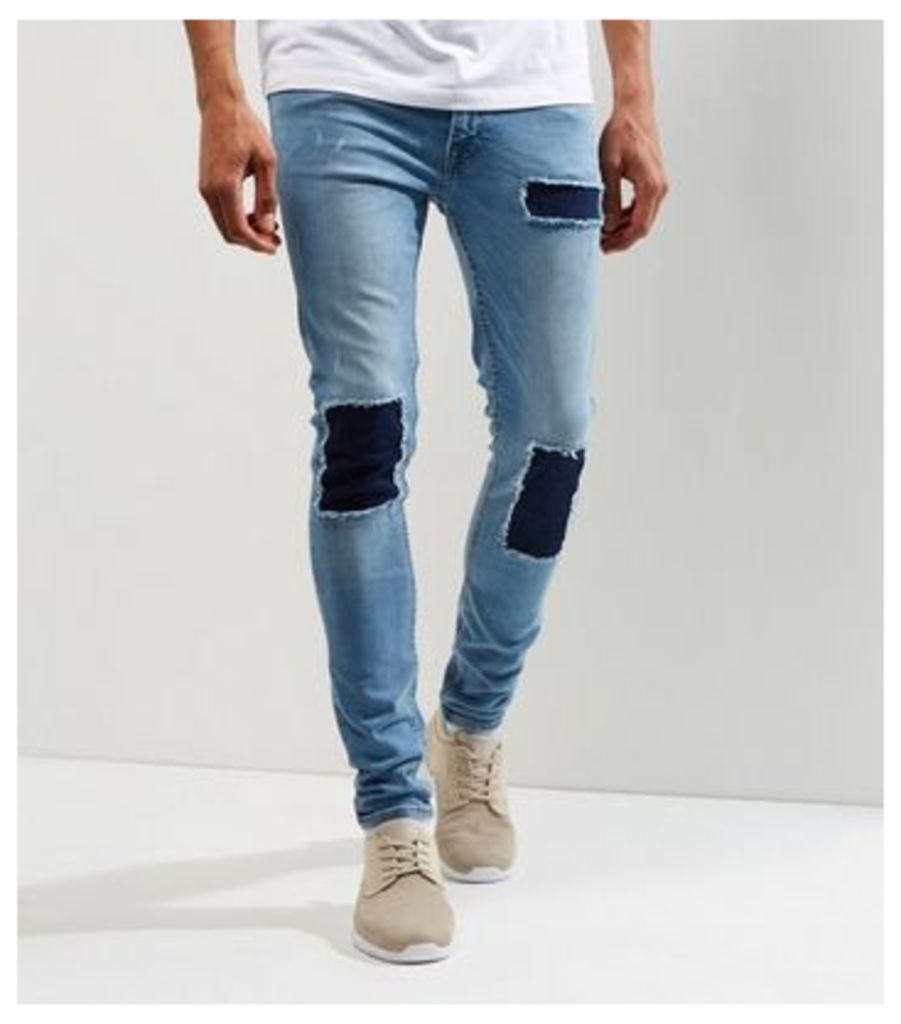 Blue Contrast Patch Super Skinny Jeans