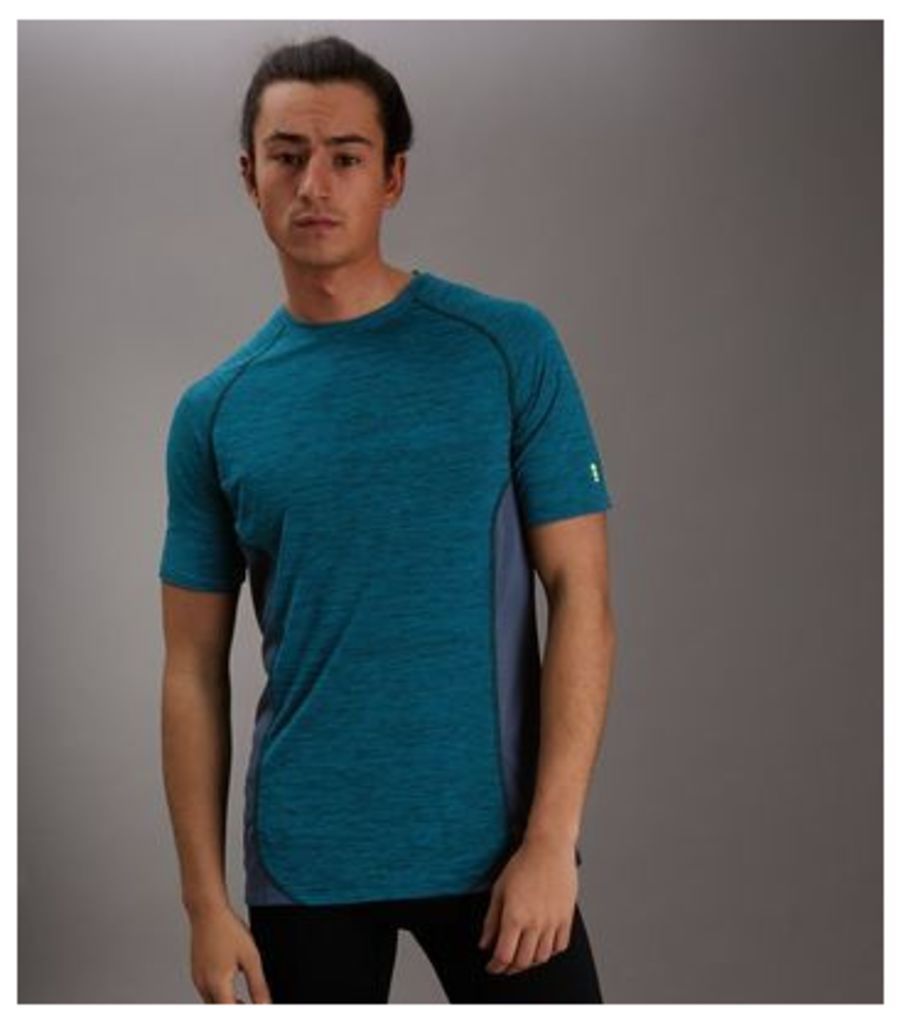 Blue Marl Panelled Running T-Shirt New Look