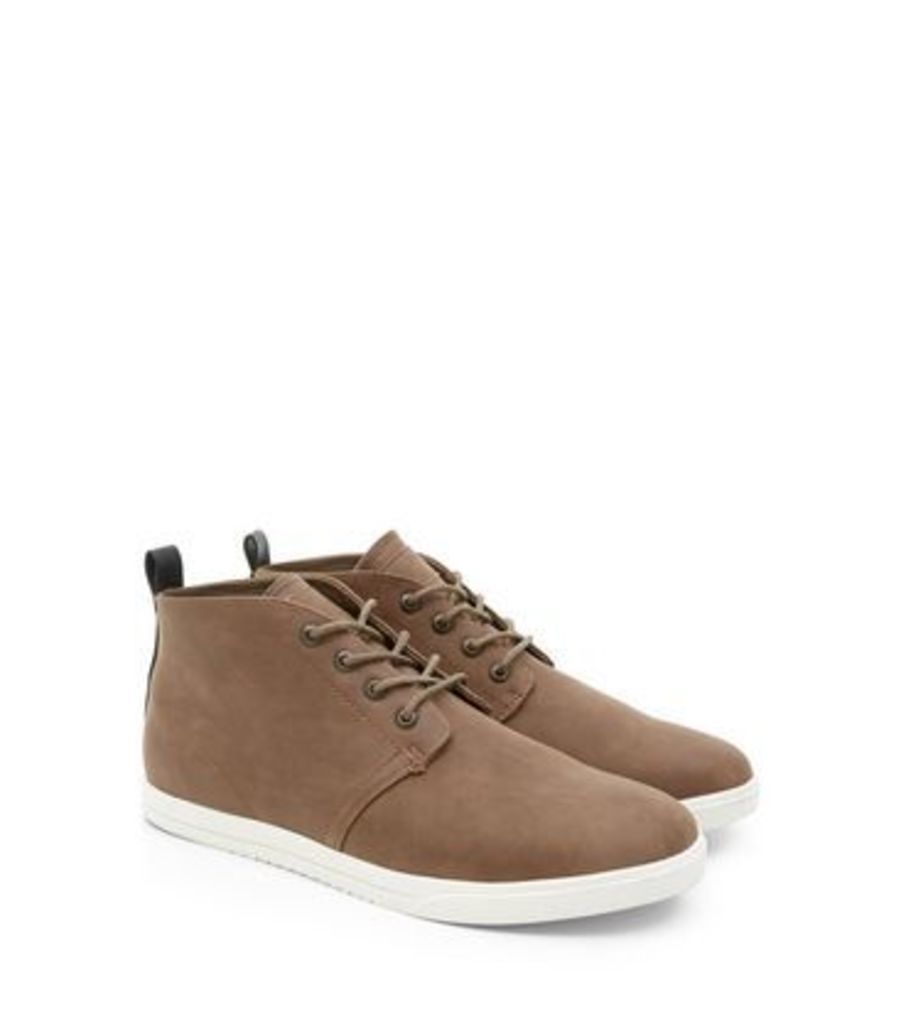 Light Brown Leather-Look Chukka Boots