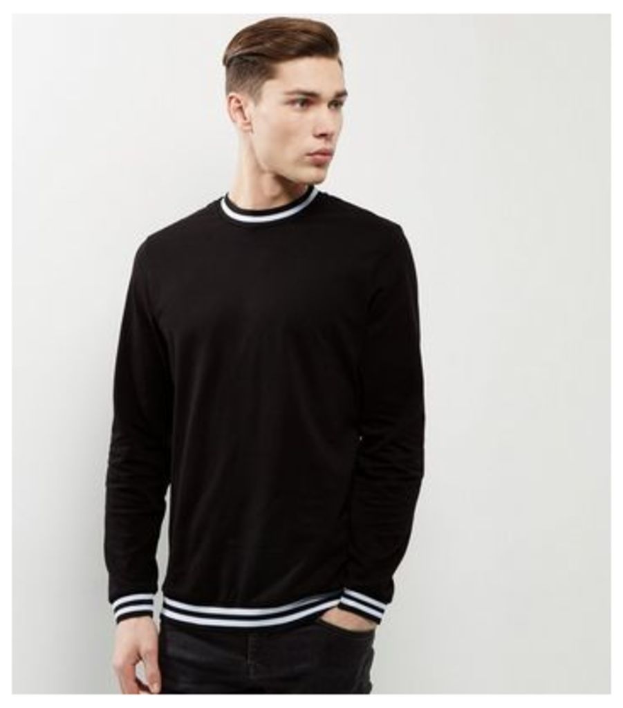 Black Stripe Hem Long Sleeve T-Shirt