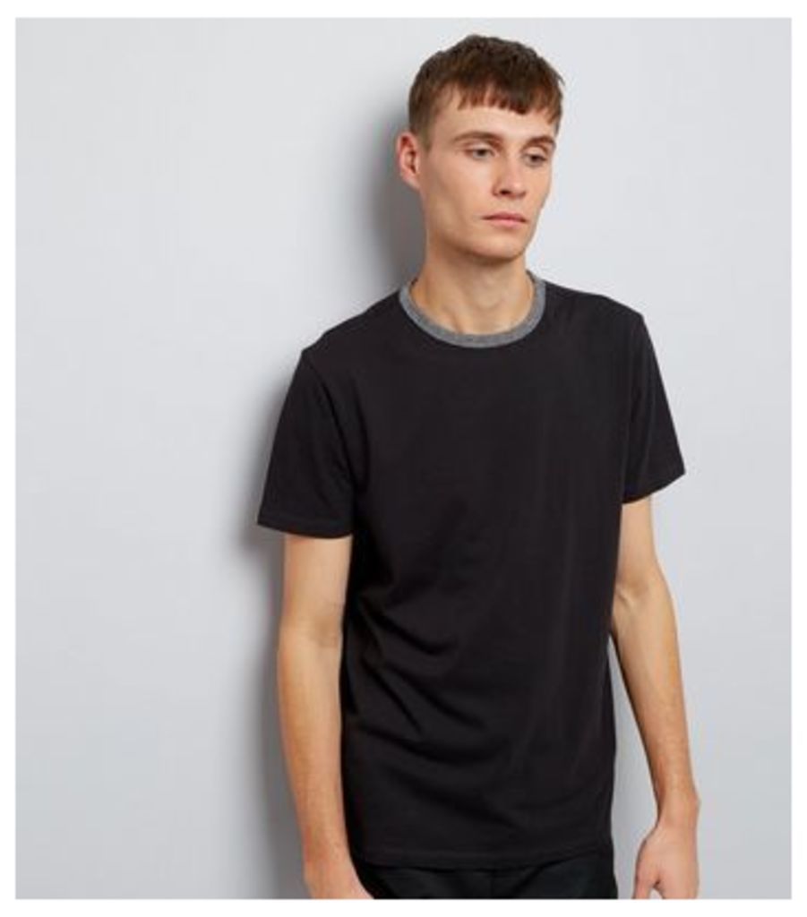 Black Contrast Neck Trim T-Shirt