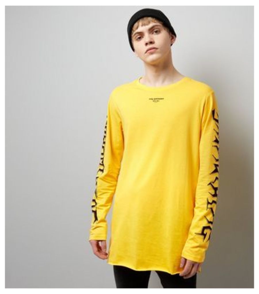 Yellow Say Nothing Sleeve Print Long Sleeve T-Shirt