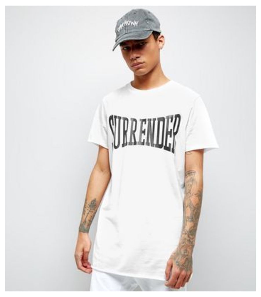 White Surrender Print Oversized T-Shirt