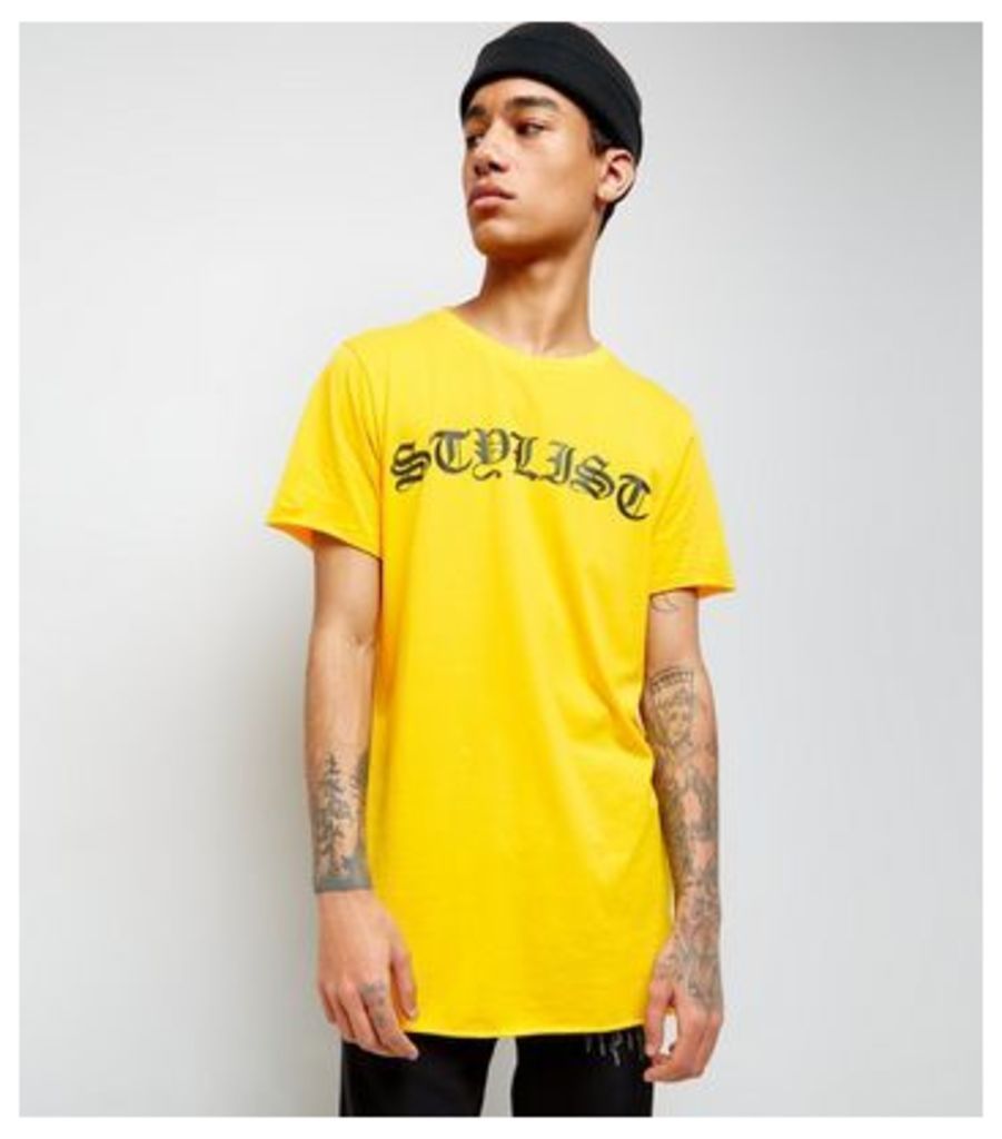 Yellow Stylist Print Longline T-Shirt