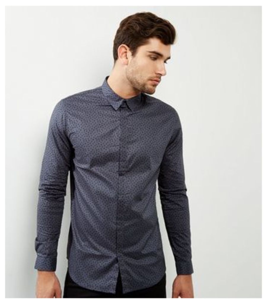 Grey Spot Print Long Sleeve Shirt