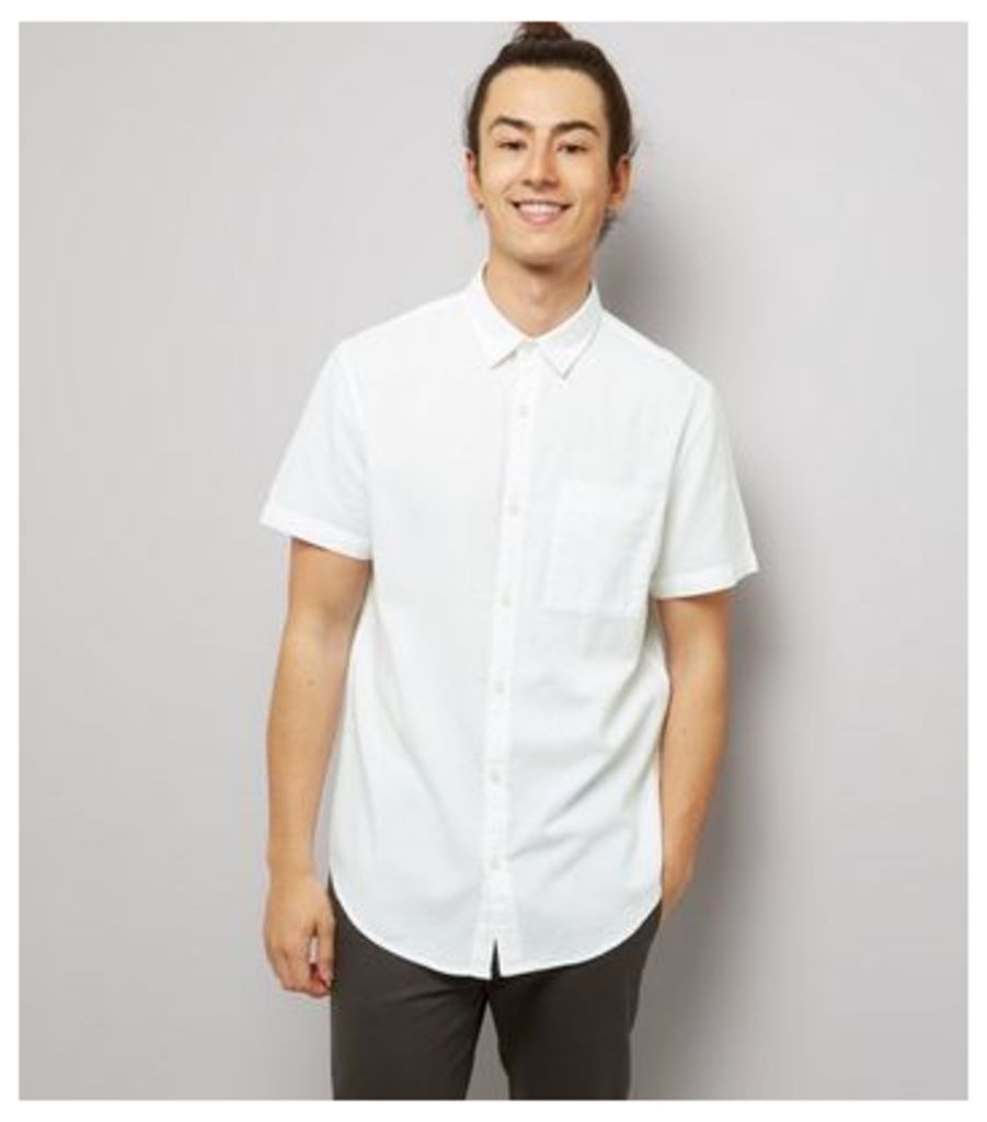White Textured Short Sleeve Shirt New Look