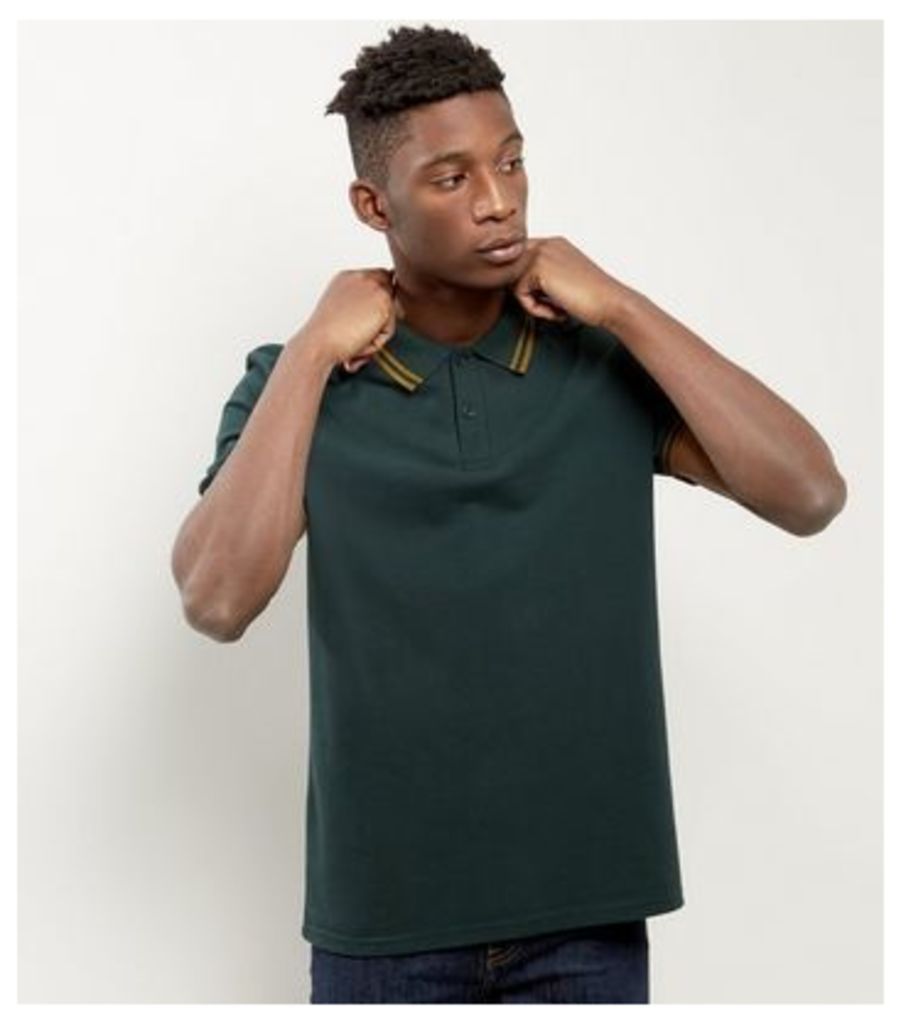 Dark Green Contrast Trim Polo Shirt