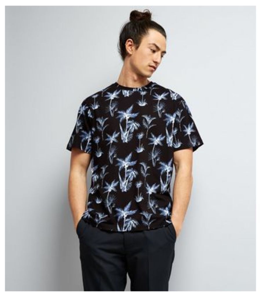 Navy Palm Tree Print T-Shirt New Look