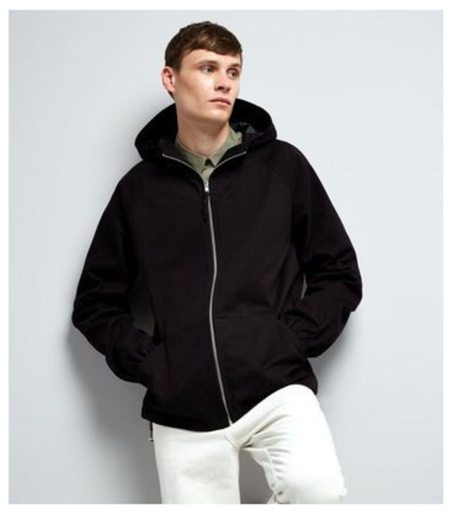 Black Zip Front Hooded Jacket