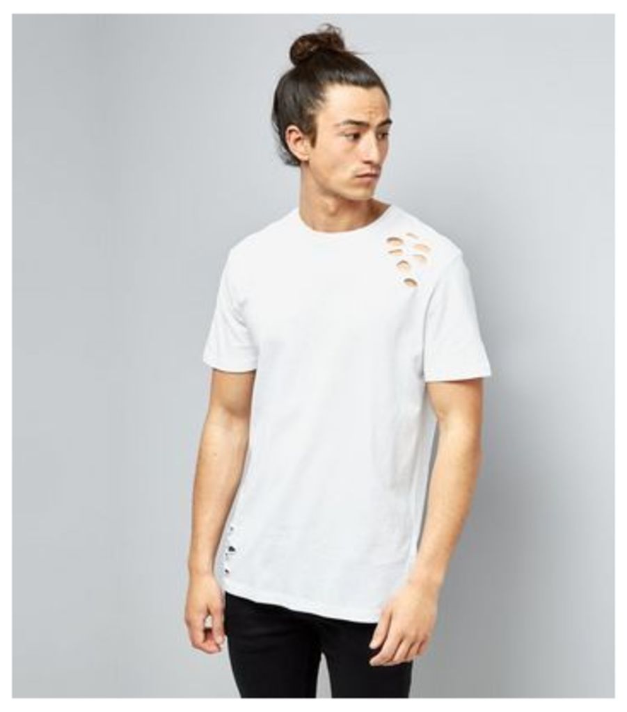 White Ripped Short Sleeve T-Shirt