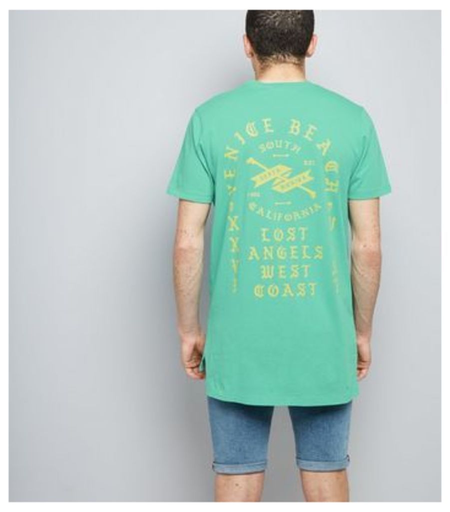 Green Venice Beach Print T-Shirt New Look