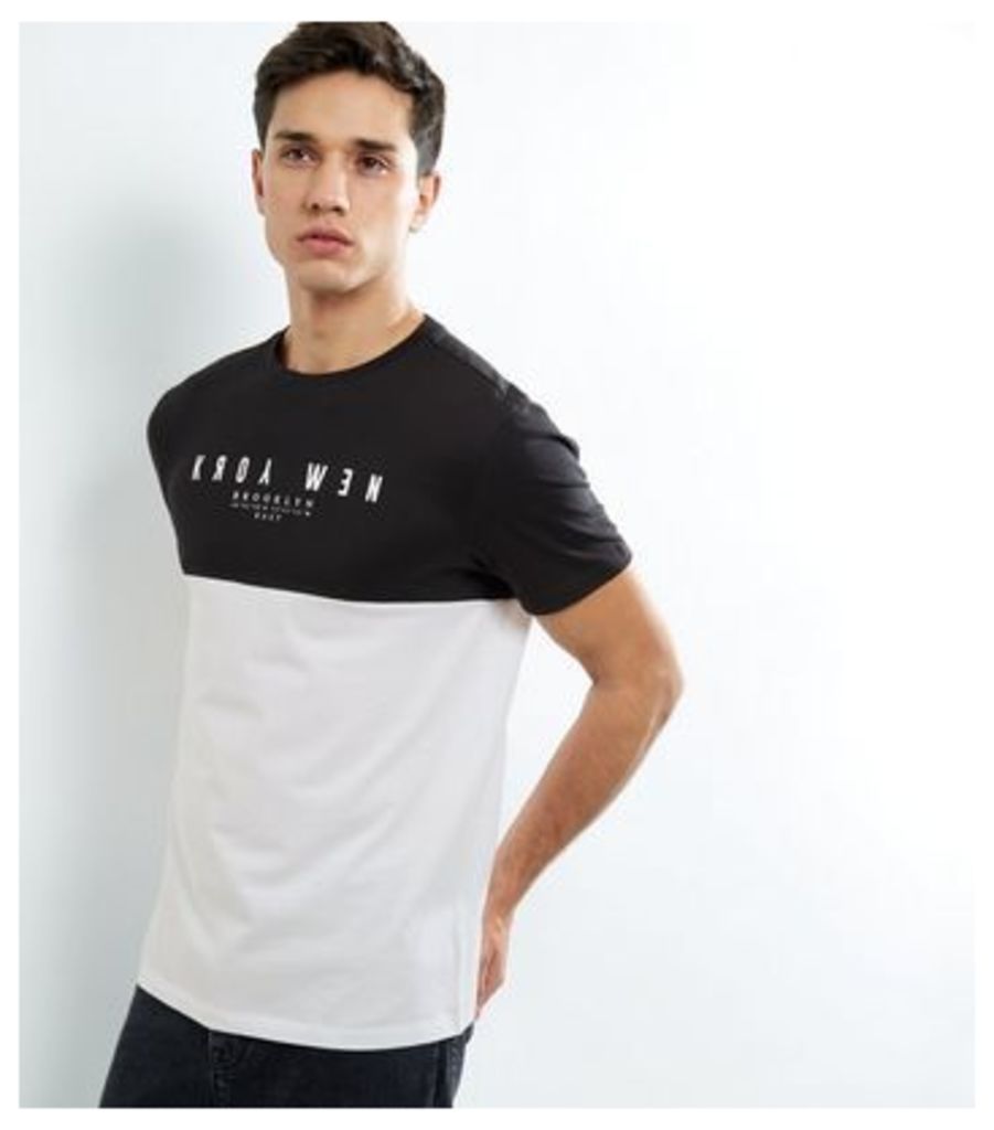 Black 'New York' Print Colour Block Short Sleeve T-Shirt