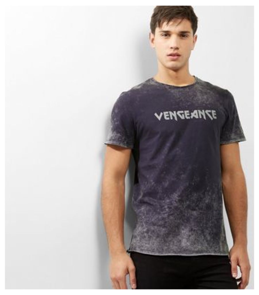 Dark Grey Acid Wash Vengeance Tour Print T-shirt New Look