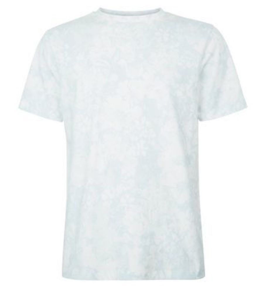 Pale Blue Floral Print T-Shirt New Look