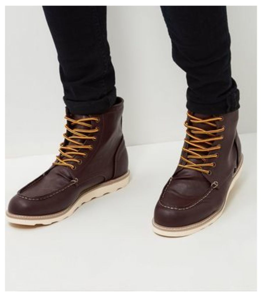 Dark Red Lace Up Ankle Boots