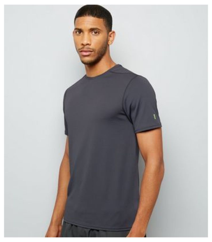 Grey Mesh Short Sleeve Sports T-Shirt New Look