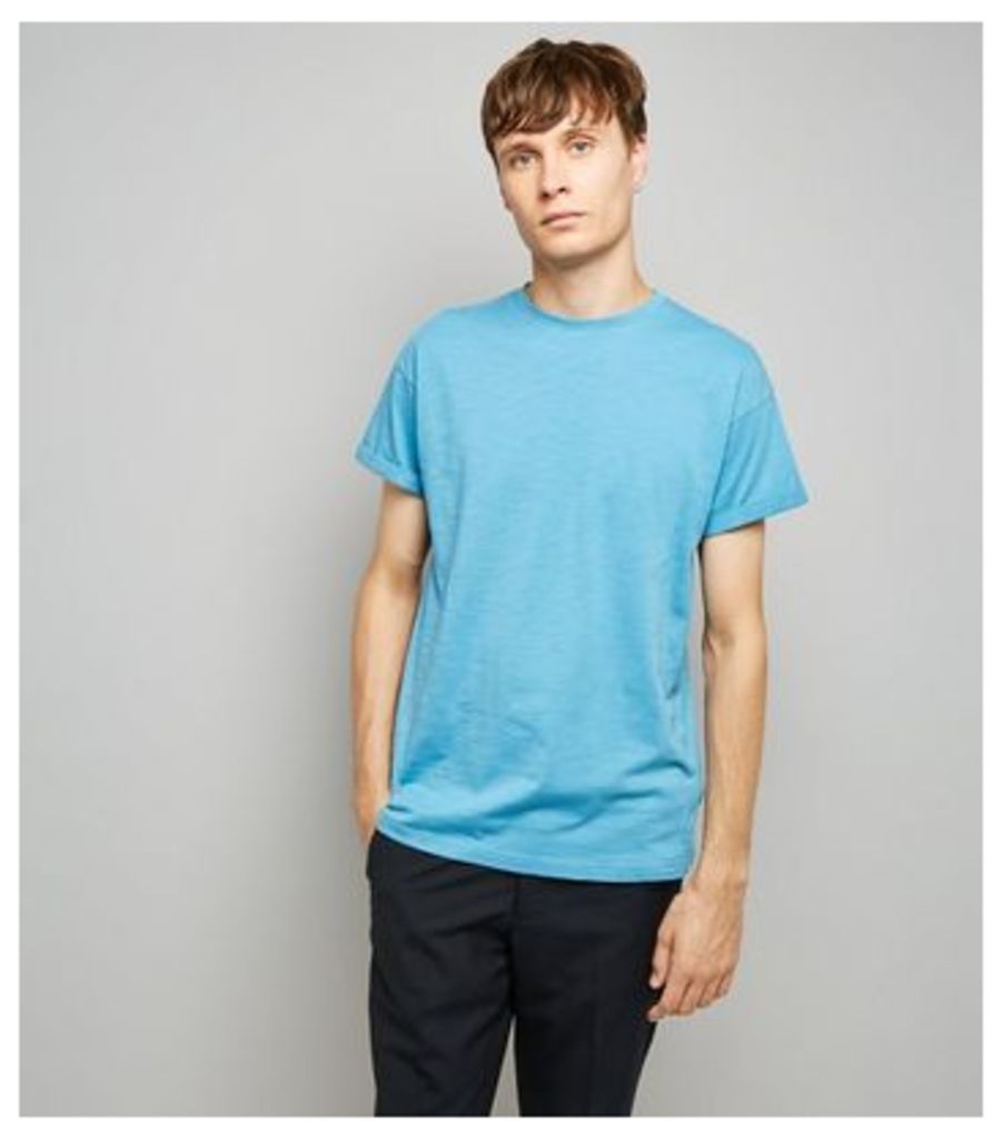 Bright Blue Rolled Sleeve T-Shirt New Look