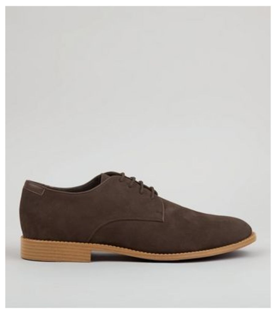 Brown Suedette Derby Shoes New Look