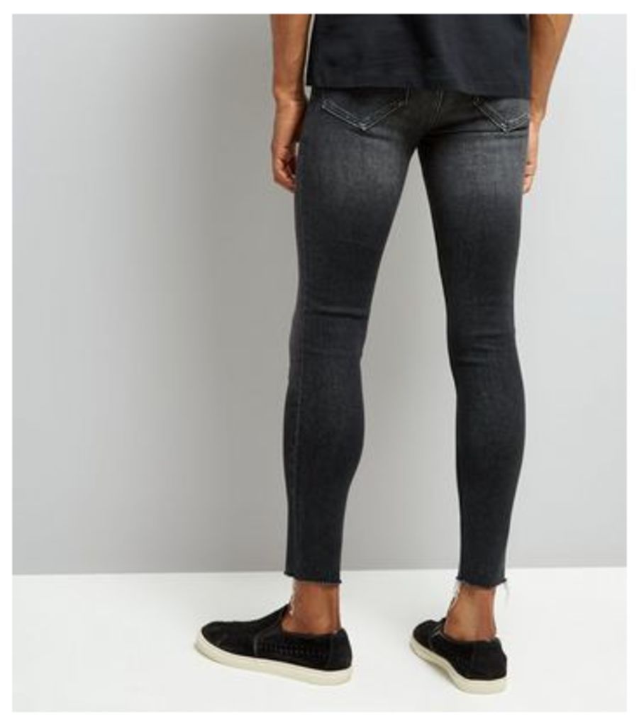 Black Raw Hem Super Skinny Jeans New Look