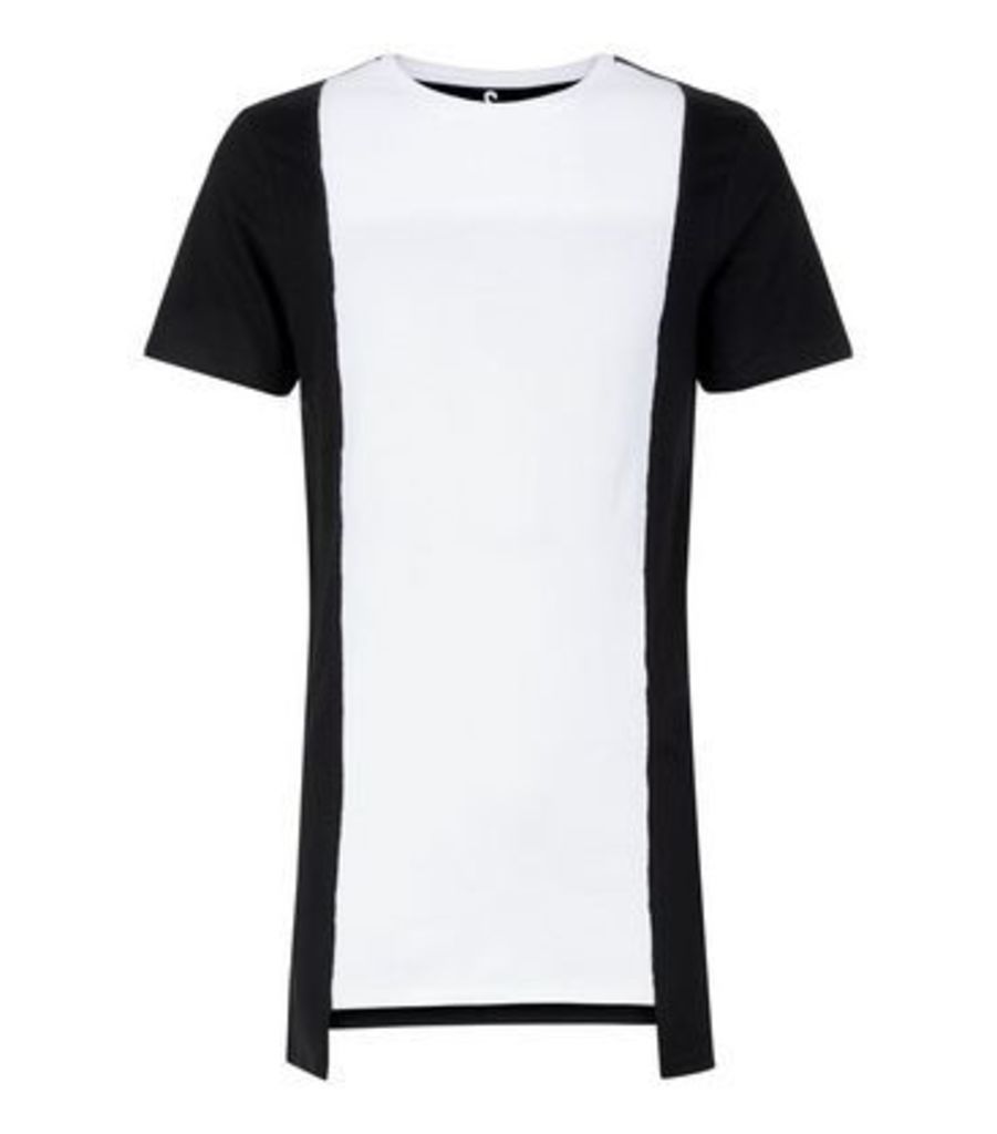 White Contrast Vertical Block T-Shirt New Look