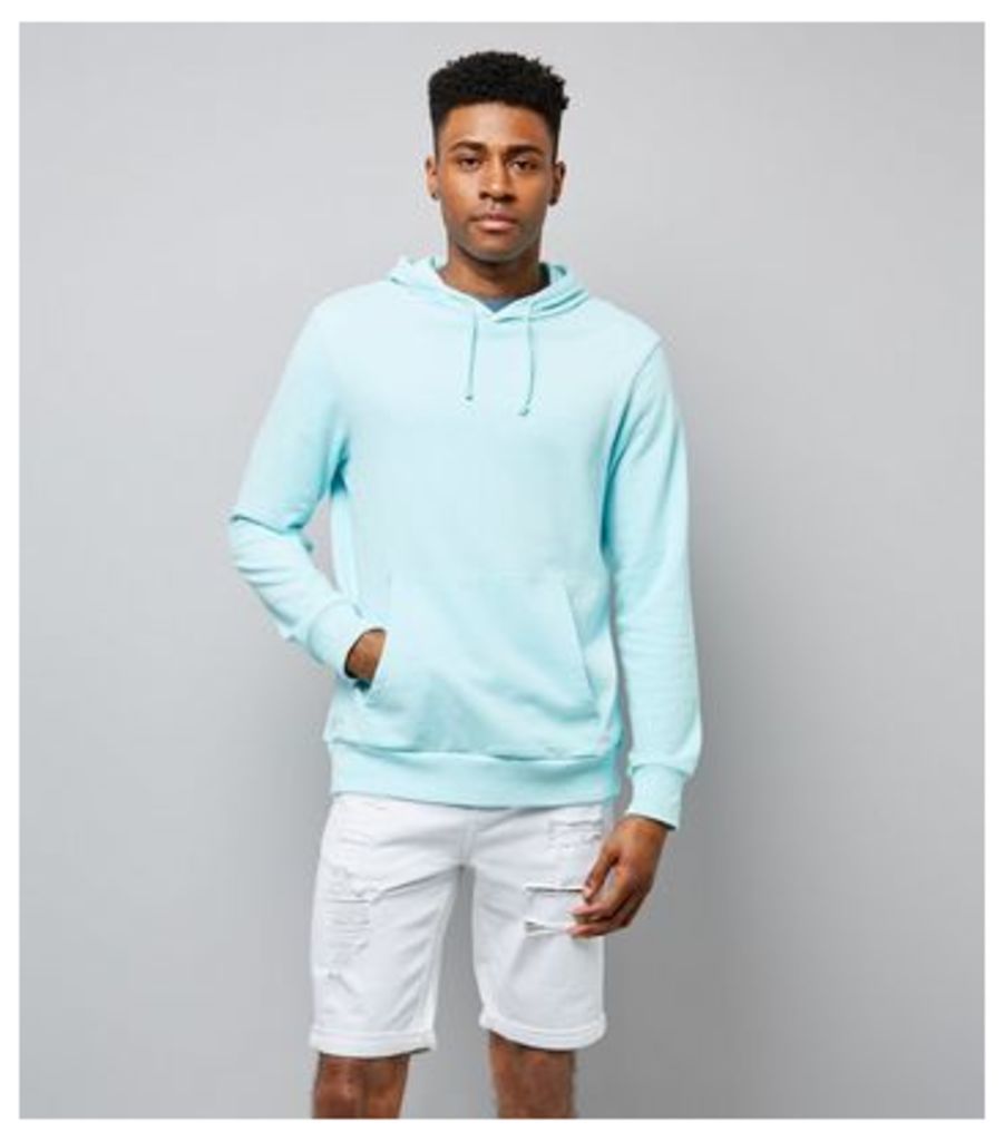 Mint Green Washed Pocket Front Hoodie New Look