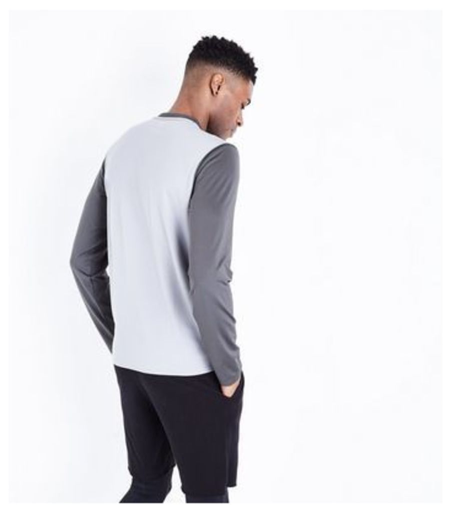 Charcoal Grey Colour Block Sports Top New Look