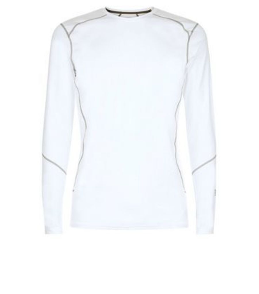 White Long Sleeve Sports T-Shirt New Look