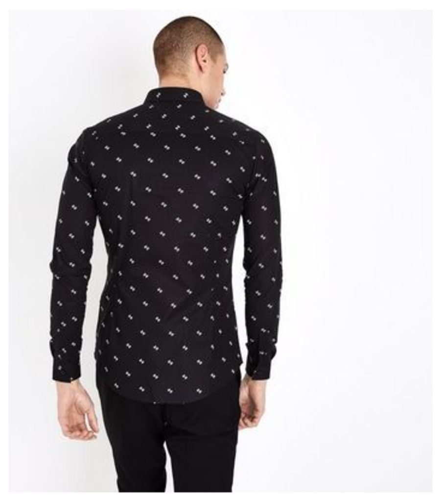 Black Paisley Print Muscle Fit Shirt New Look