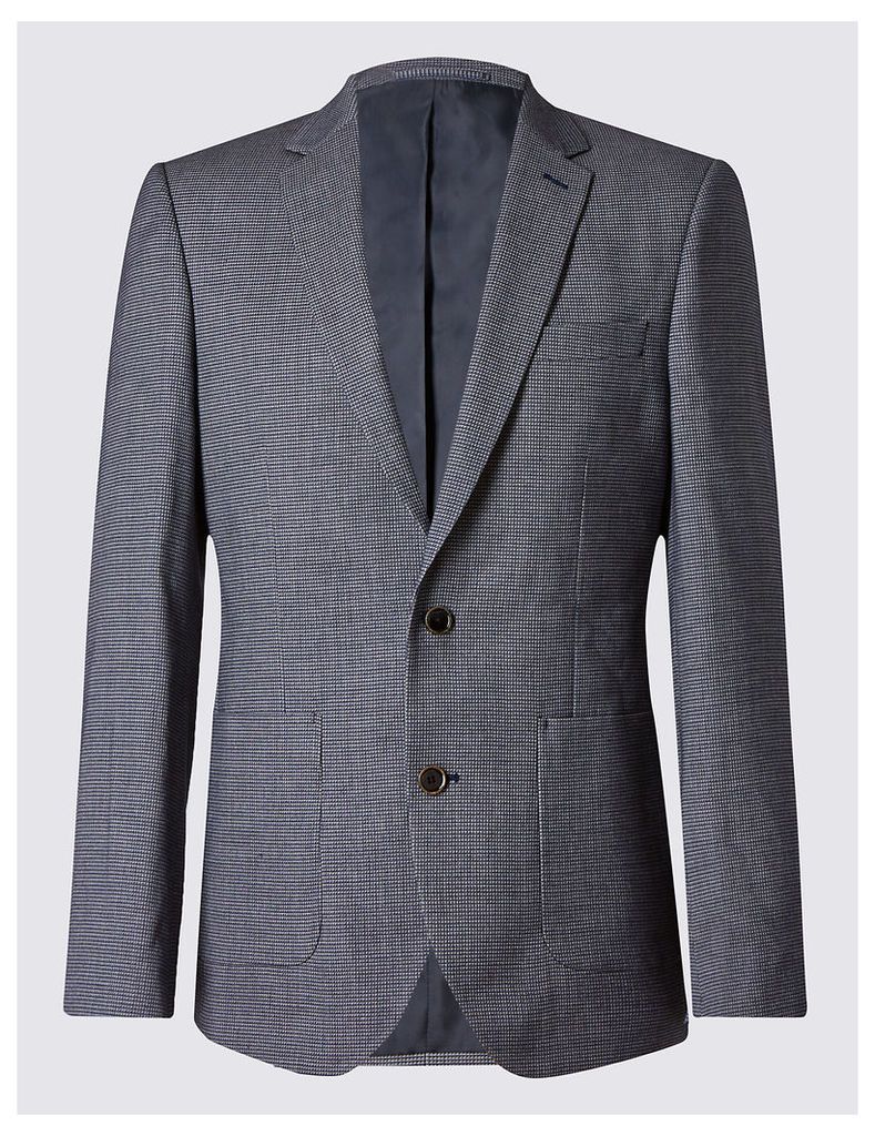 M&S Collection Blue Textured Tailored Fit Jacket