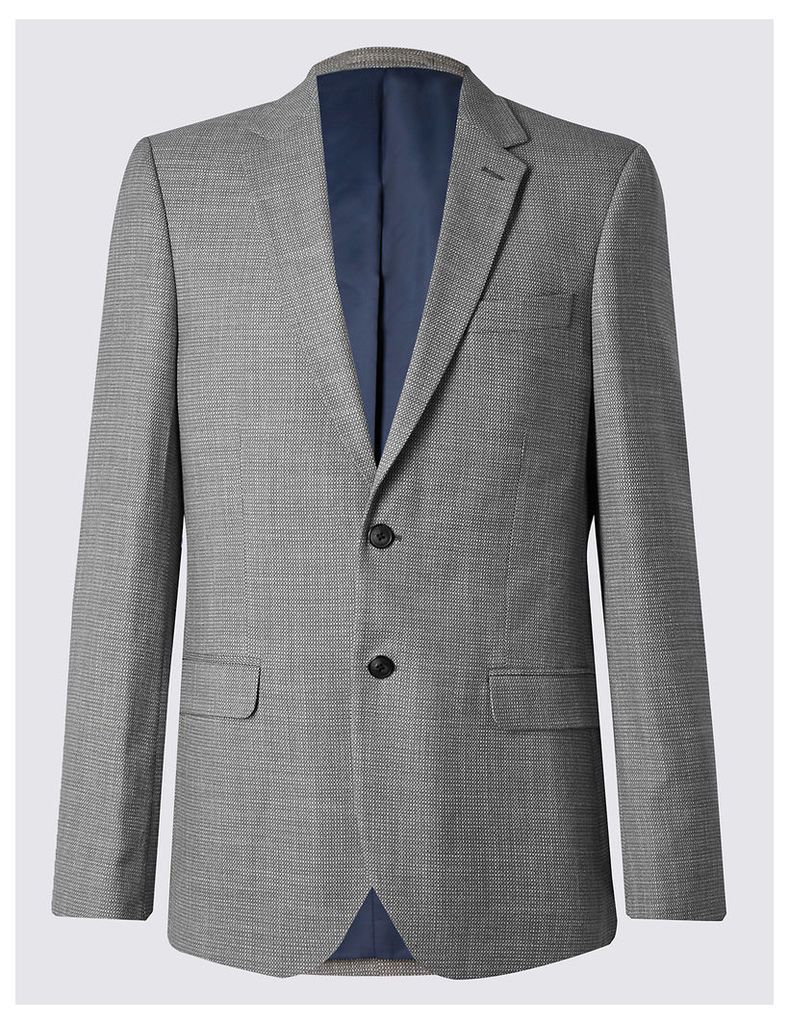 M&S Collection Grey Textured Regular Fit Jacket