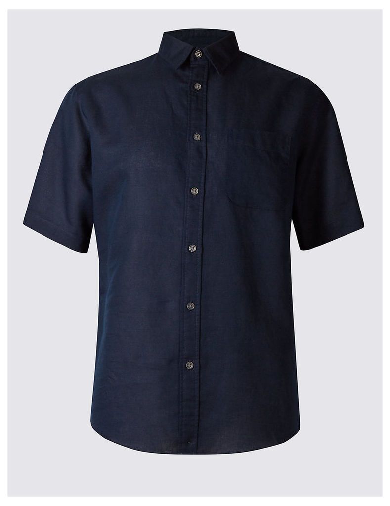 M&S Collection Linen Blend Shirt with Pocket